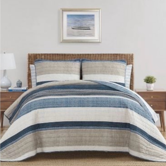 Nautica Other - Nautica Ridgeport Cotton Reversible Blue Quilt Set KING